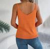 Damen T-Shirt mit V-Ausschnitt, ärmellos, einfarbig, für Damen, T-Shirt, Street-Strickmode