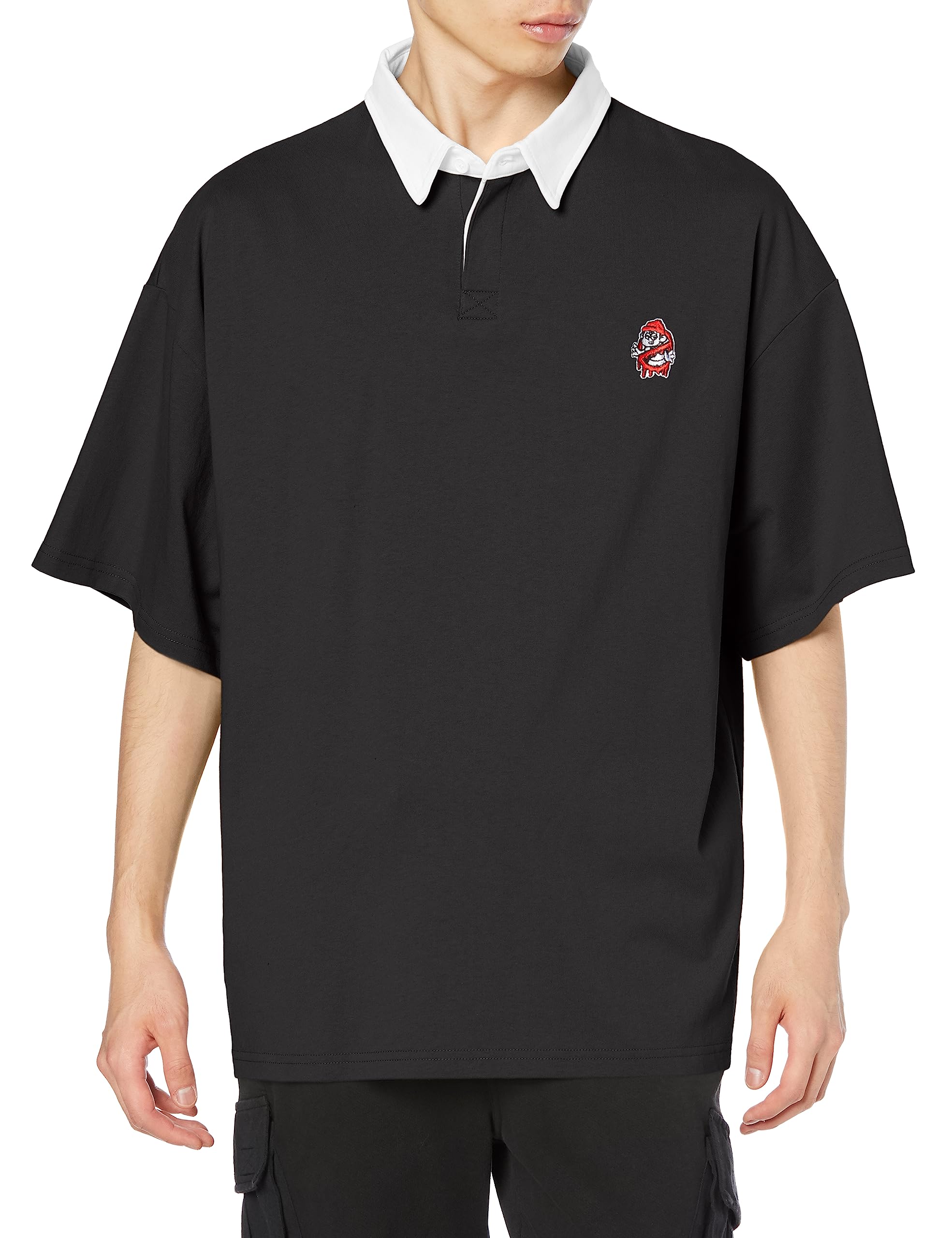 

IMPROMES SIDEWAYSTANCE Ghostbusters Embroidered Short Sleeve Rugby Black Shirt, Men s, чёрный