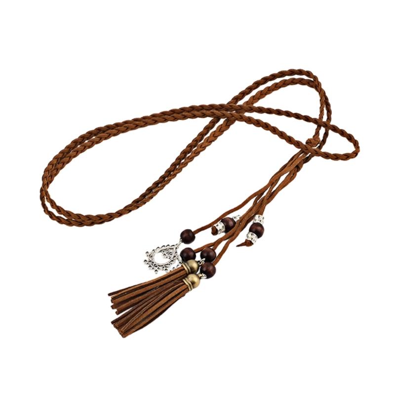 Пояс-цепочка с бусинами для женщин Бохо Морской Плетеный Пояс для Платья с Бахромой