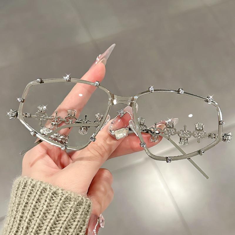 Fashionable diamond anti blue light glasses with diamond encrusted frame for stylish protection