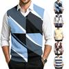 Men's Casual V-Neck Printed Wool Sleeveless Knit Vest for Commute and Daily Wear