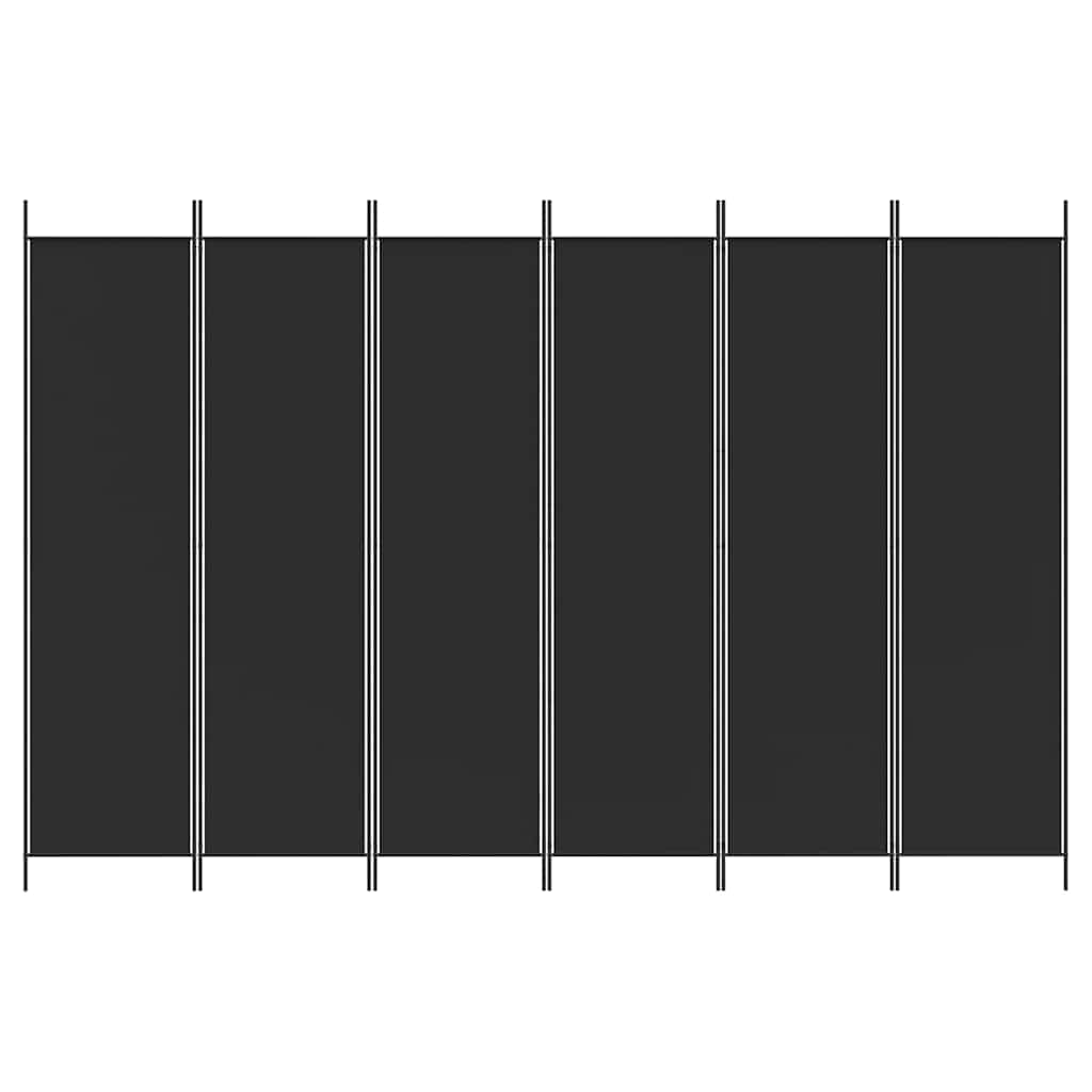 Vidaxl 6-Panel Room Divider, Black, 300X200 Cm, Fabric
