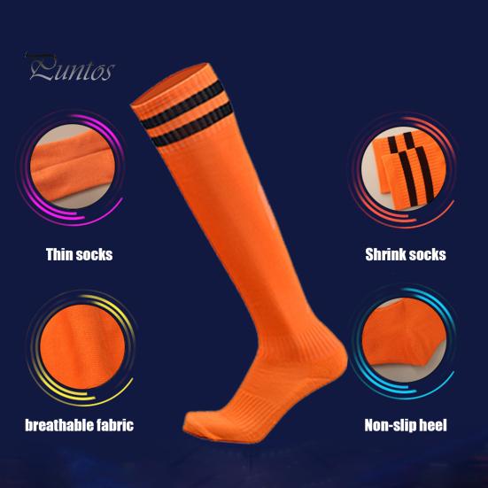 1 Paar kniehohe gestreifte Fußballsocken, rutschfest, feuchtigkeitsableitend, dehnbar, für Kinder und Jugendliche, Sport, Fußball, Kompressionskissen, hohe Schlauchstrümpfe