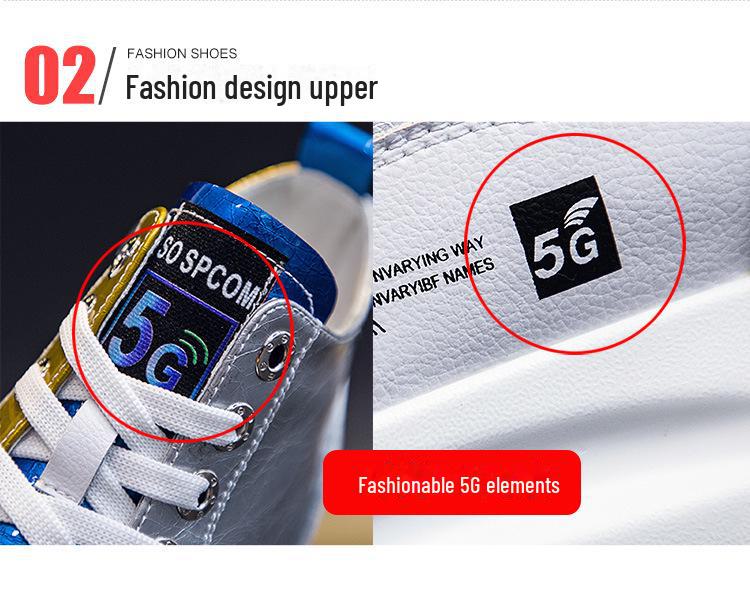 2025 Women's White High-Top Sneakers: Spring/Autumn Trendy Platform, Genuine Leather, Color-Matching, Height-Enhancing Design