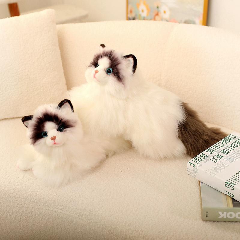 Søt Simulering Plysj Klutdukke Katteleke Myk Tegneserie Kosedyr Fluffy Hjemmedekor Gaver Til Jente