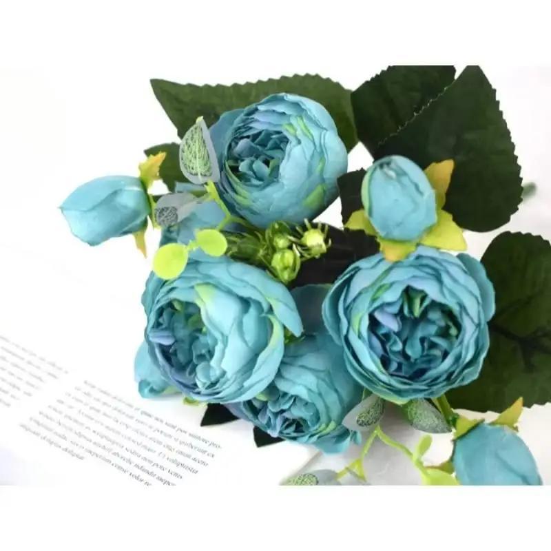 

New Artificial Flower Wedding Photography Props Nordic Home Decoration 30cm FakePersian Rose Aesthetic Fairy Garden Accessories синий