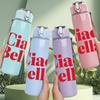 1PC Ciao Bella Red Letter Art 750ml Color Plastic Sports Water Bottle Leakproof Flip Straw Lid Suitable for Sports Office Home Use