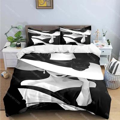 Schwarz-Weiß-Druck Bettwäschesets Bettzubehörset Bettbezug Bettdecke Set Bettwäscheset Luxusgeschenk Mode Neue Frau-Sexy