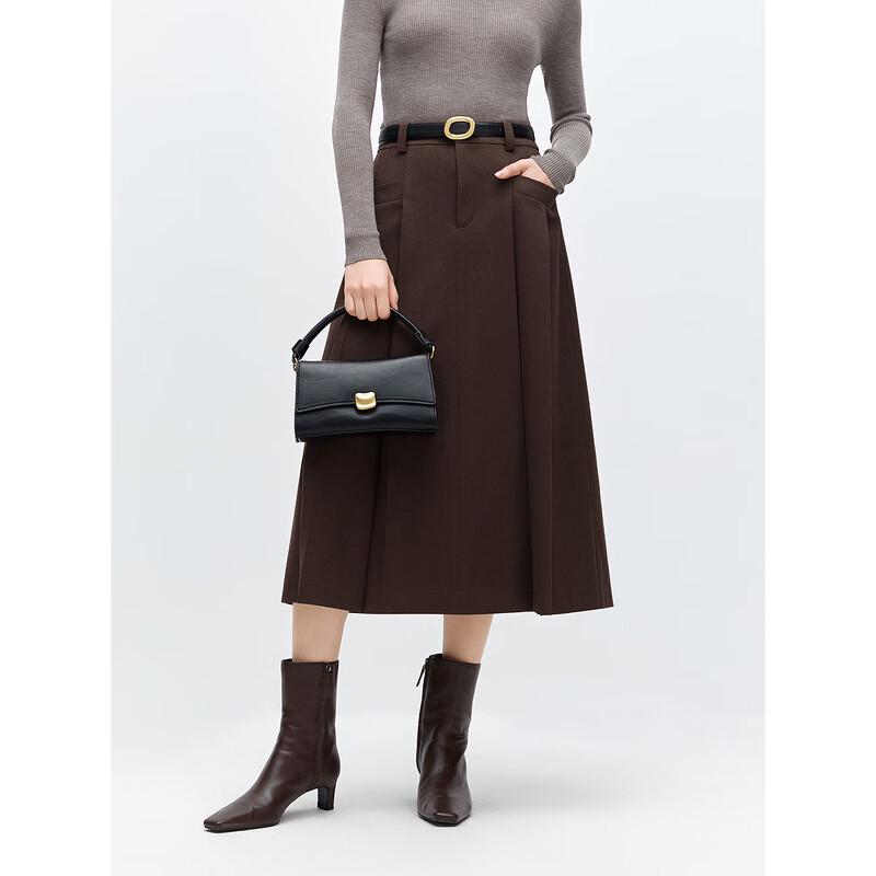 PEACEBIRD Women's Pleated A-Line Midi Skirt