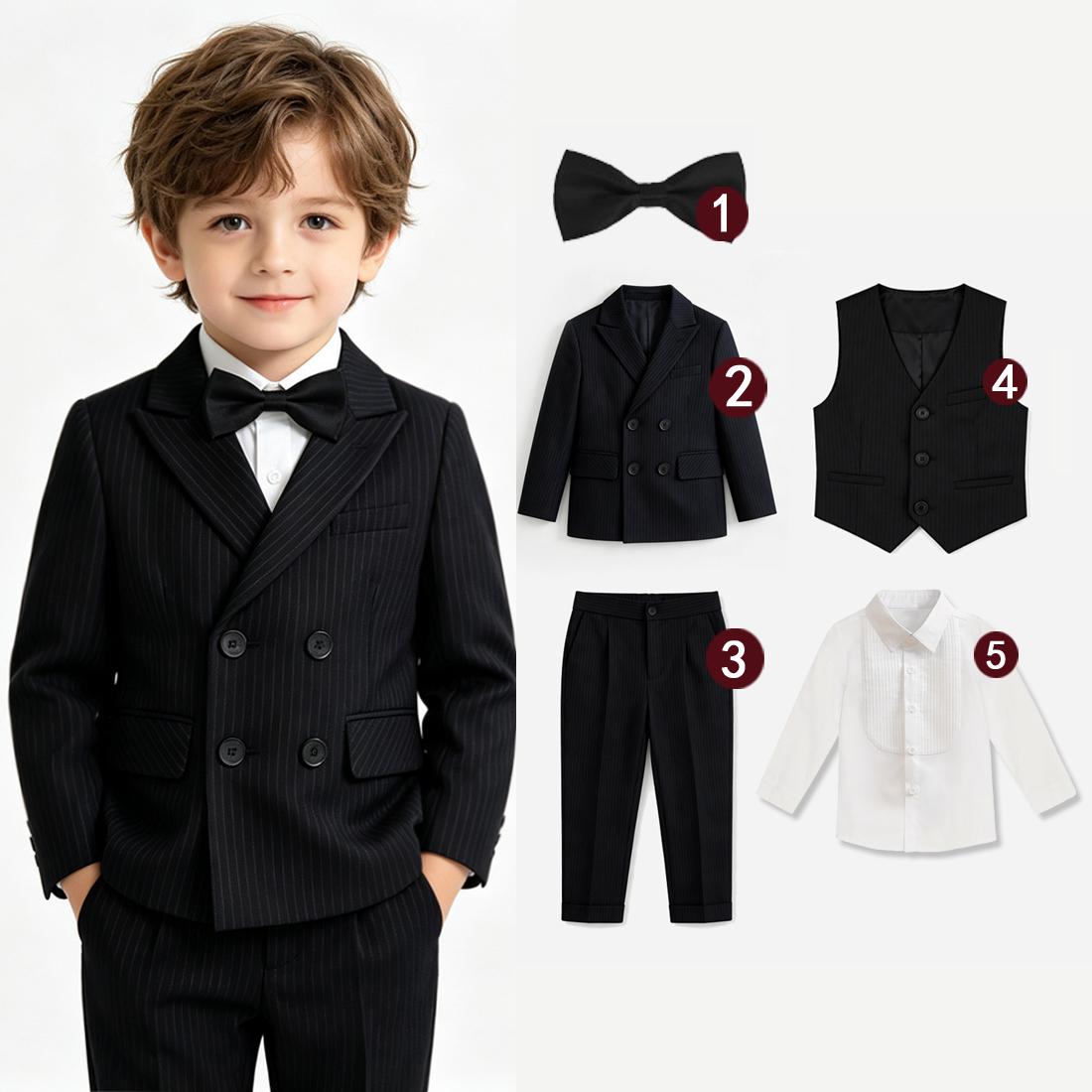 Toddler Boy Striped Formal Suit 4PCS