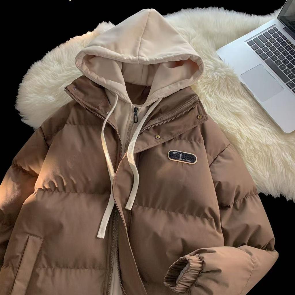 Wintermode Spleißen Kapuzenpullover Fake Zweiteiler Design Sinn Brot Kleidung Damen Y2K Neu Koreanische Version Dick Warme Mäntel