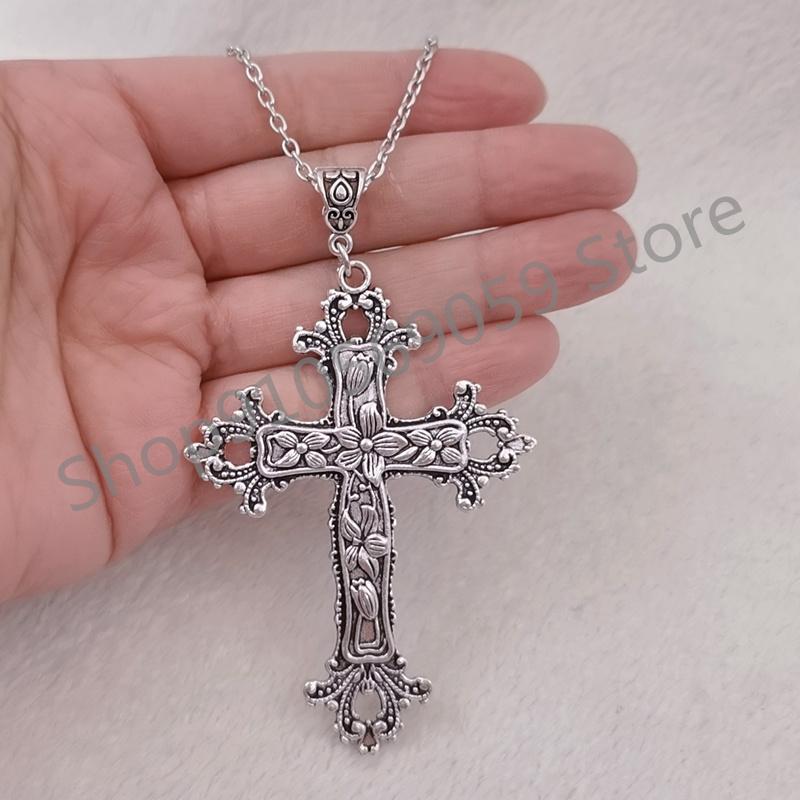 Punk Crystal Cross Pendant Necklace For Women Men Gothic Clavicle Chain Choker Necklaces Aesthetic Jewelry Bijoux Party Gift
