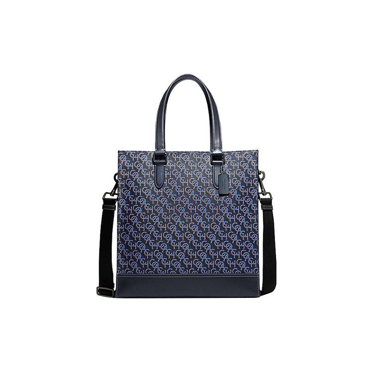 New COACH Graham Cow Leather Tote Bag, Shopping Bag, Shoulder Bag, Crossbody Bag, Handbag Tubas Women's Black Blue CE749-QBMQ