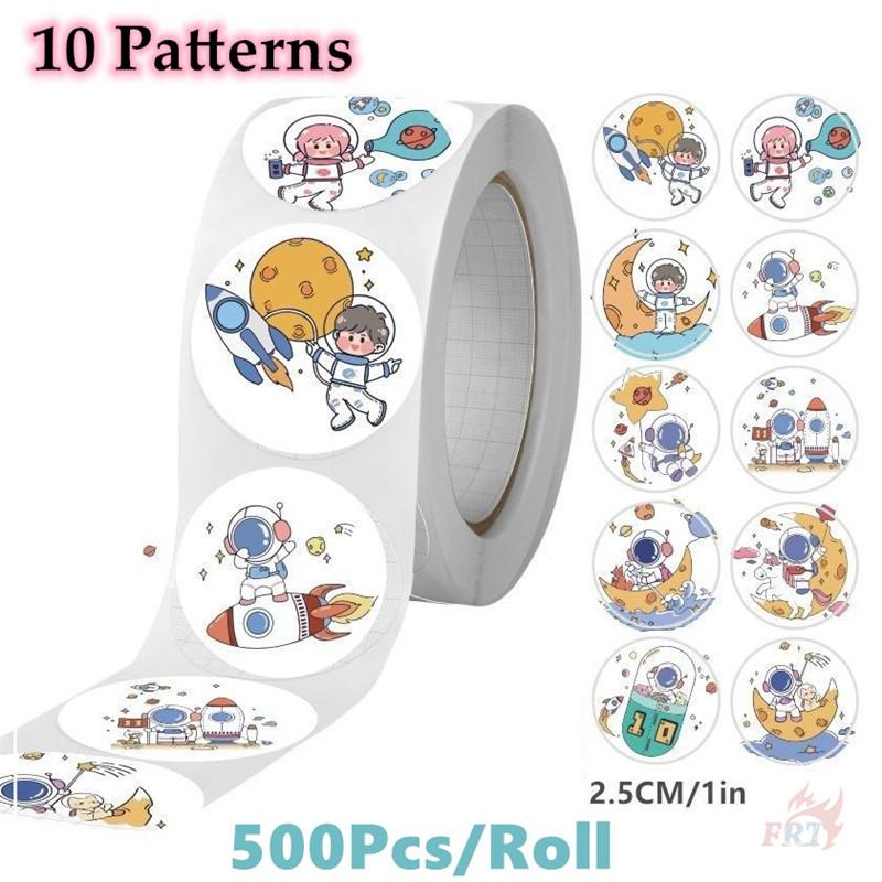 

500Pcs/Roll Q Little Astronauts Kids Rewards Stickers - DIY Scrapbooks Album Decor Sealing Label Decals