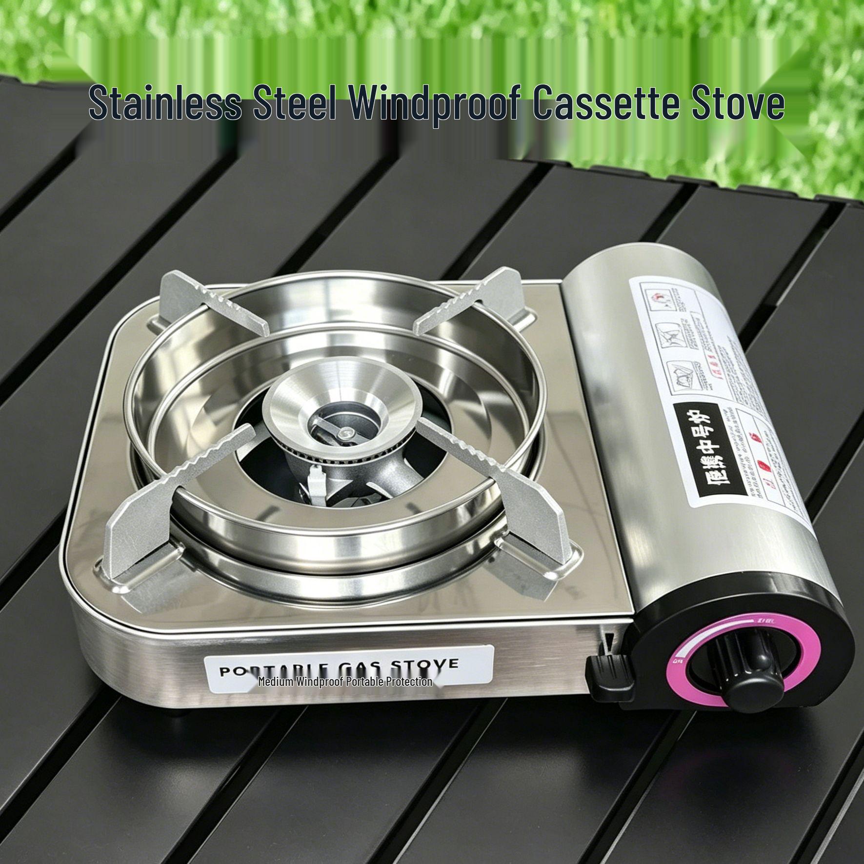 Portable Stainless Steel Outdoor Gas Stove for Camping and BBQ