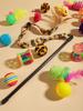 Pet Toy Set: 21-Piece Cat Tunnel, Sisal Mouse, Rainbow Ball, Crinkle Paper, Cat Teaser Stick Combo