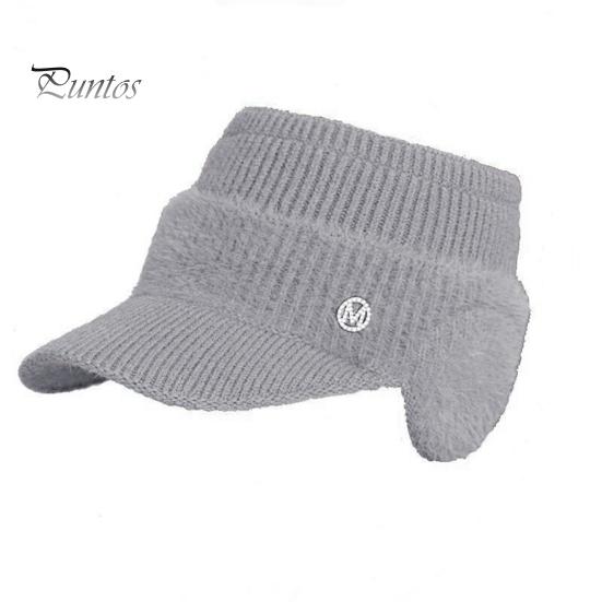 

Женская зимняя шапка с пустым верхом, защита ушей, короткие поля, толстая плюшевая вязаная кепка с козырьком, украшение в виде букв со стразами, эластичный повседневный головной убор серый