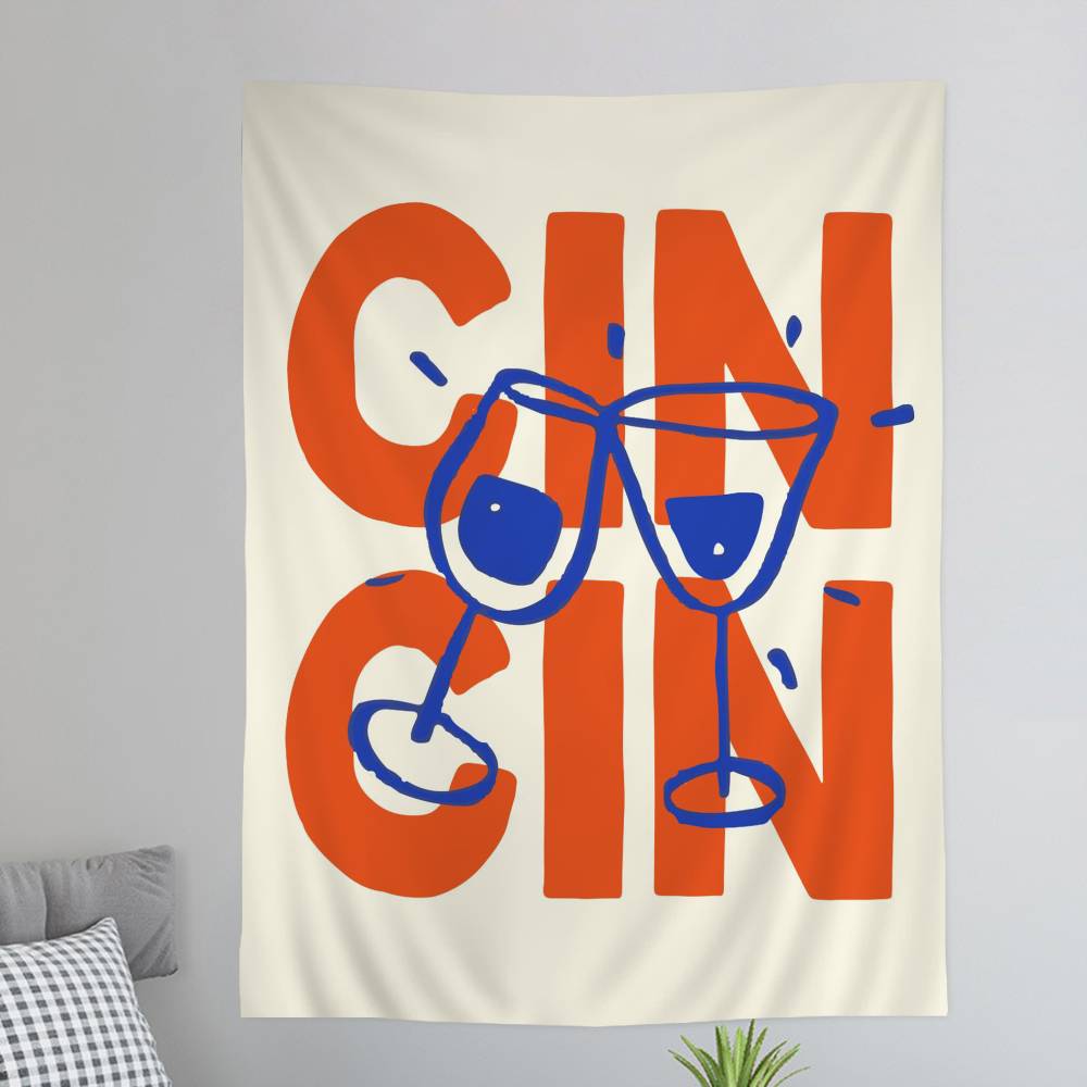 Bunte Linien Abstrakte FOOD und DRINK Tabelle Wandteppich Heimdekoration böhmische Dekoration Divination Wandbehang Heimdekor