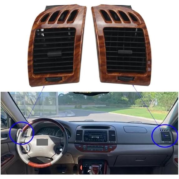 1Pair Compatible With Toyota Camry 2001-2006 Car Front Air Conditioner Outlet Grille 55650-AA020 55650-AA030 AC Air Vent Assembly(Woodgrain)