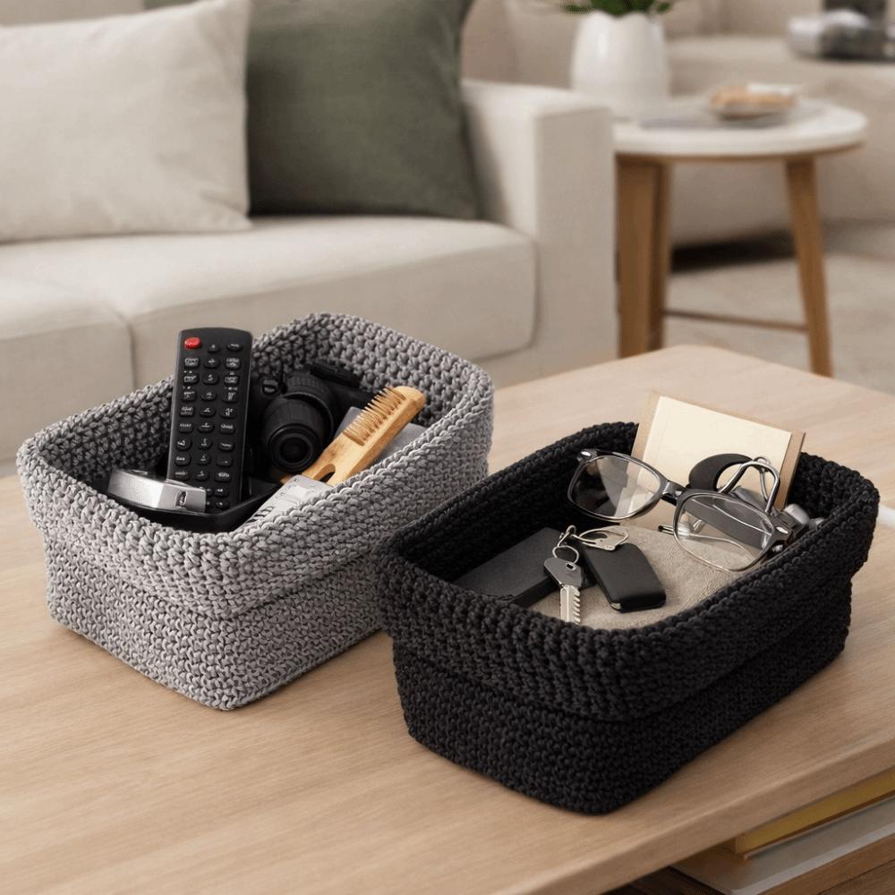 Handwoven Cotton Rope Storage Basket Rectangle Large Capacity Weaving Storage Basket Moisture-proof Breathable