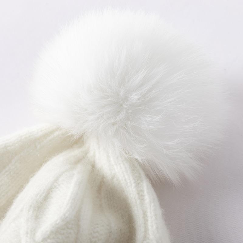 Women 100% Pure Cashmere Beanie Hat Pom Pom Detail Cable Knit Winter Warm Soft Slouchy Skullies Cap Cold Weather Accessory