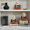 Orange And Black Party Props Halloween Ghost Decoration Wooden Sign Tiered Tray Ornament Farmhouse Rustic Holiday Centerpieces Tabletop Centerpiece