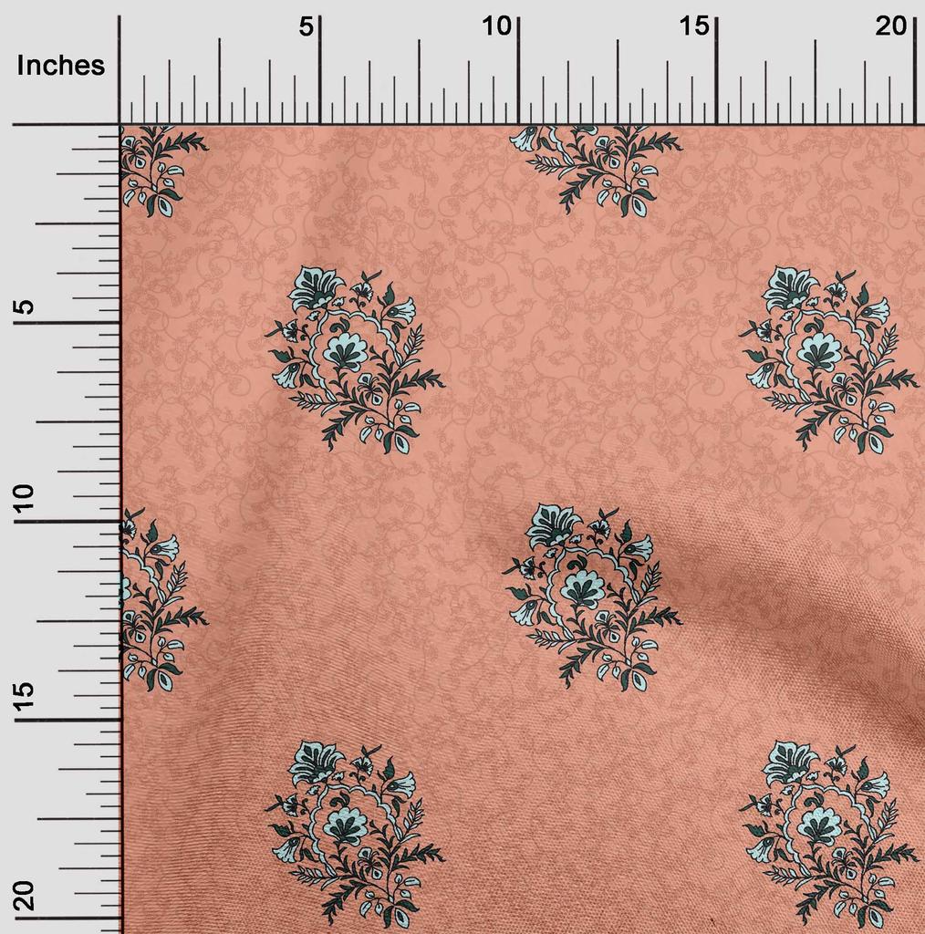 oneOone Cotton Flex Light Gray Fabric Leaves & Floral Block Dress Material Fabric Print Fabric By The Yard 40 Inch