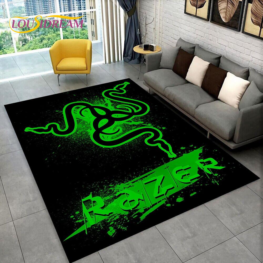 3D Razer Logo Game Gamer Snake Carpet Rug for Home Living Room Bedroom Sofa Doormat Decor,kids Play Area Rug Non-slip Floor Mat