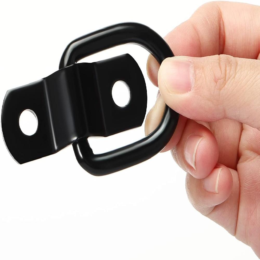 24Pcs Black Silver Galvanized Iron D-Ring Tie Down Anchors With Screws, Two-Hole Cargo Anchor Loops For Van Truck SUV Cabinet Cargo Securing