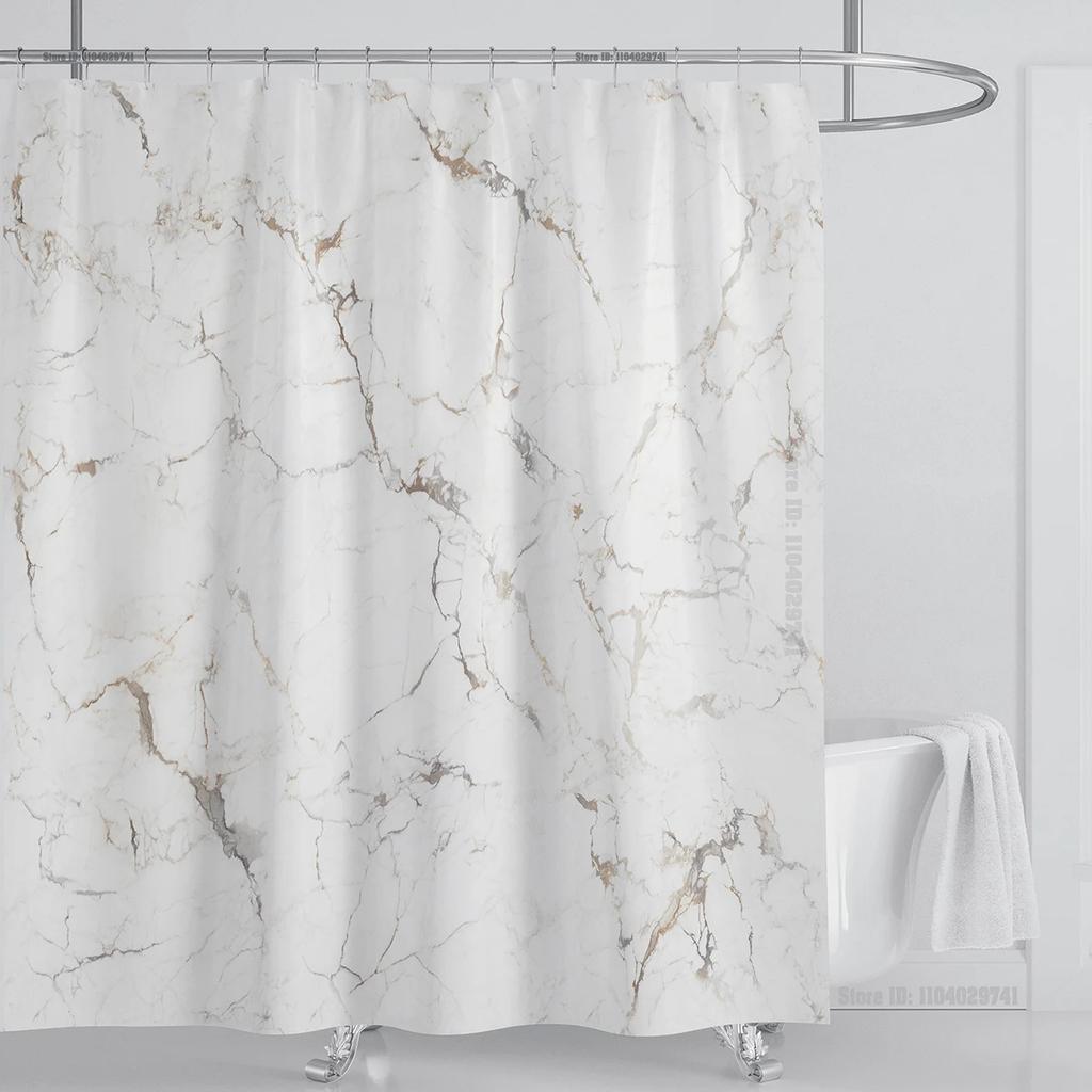 Marble Waterproof Shower Curtain Waterproof Shower Curtain For Bathroom Decor Printed Washable Shower Curtain With Hooks