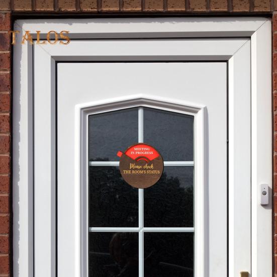 Rotatable Wooden Office Door Sign Meeting In Progress Office Door Busy Sign Welcome Please Knock Meeting Room Door Plaque Decoration