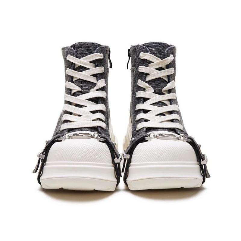 Versatile casual high-top Martin shoes women's thick-soled heightening early autumn new straps denim canvas shoes