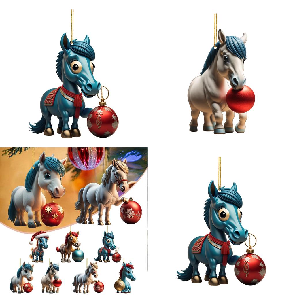Whimsical Cartoon Style Horse Ornament For Holiday Home And Car Decor