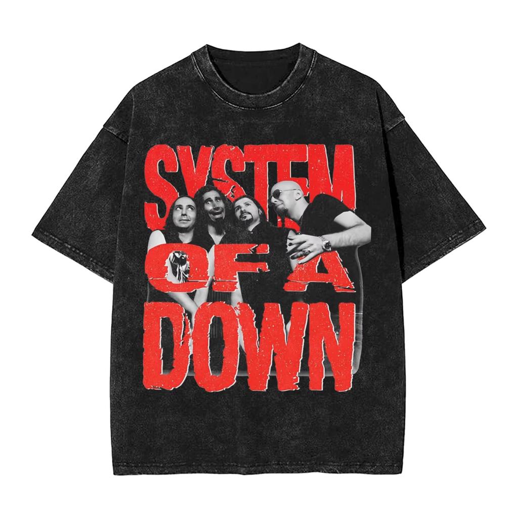 Rock Washed T Shirts Streetwear T-Shirt SYSTEM OF A DOWN SOAD Tee Shirt for Men Women 100% Cotton Harajuku Printed