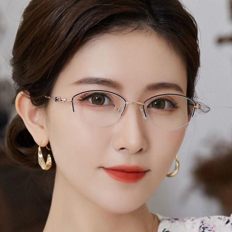 

Модные женские очки для чтения для женщин, полуметаллическая оправа, очки для пресбиопии и дальнозоркости, сверхлегкие очки для чтения