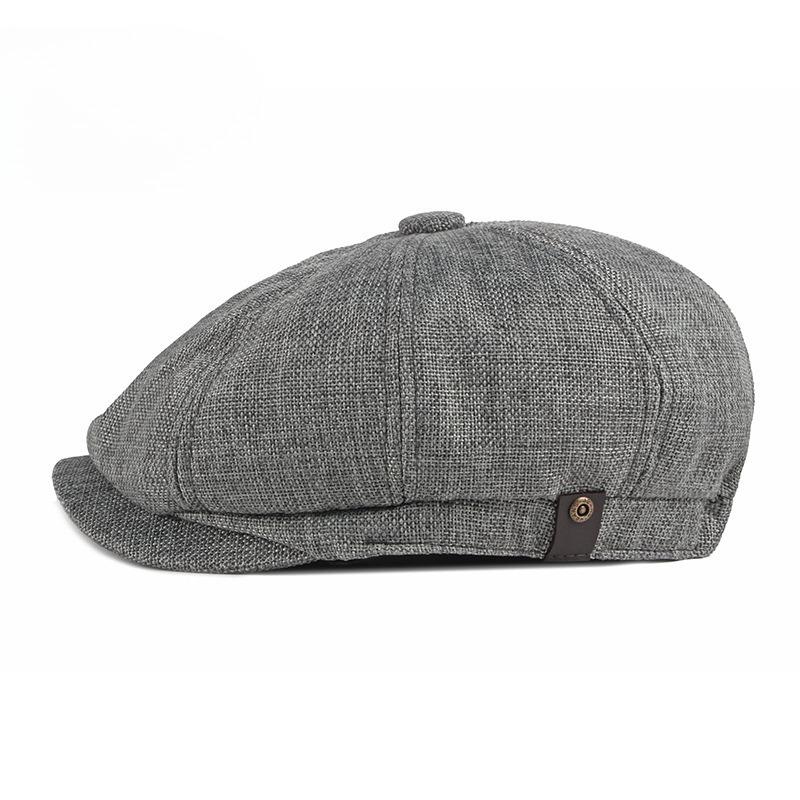 Men Retro Newsboy Hat Summer Breathable Faux Linen Flat Cap British Style Octagonal Baker Boy Cap Vintage Gatsby Ivy Hat for Men Women