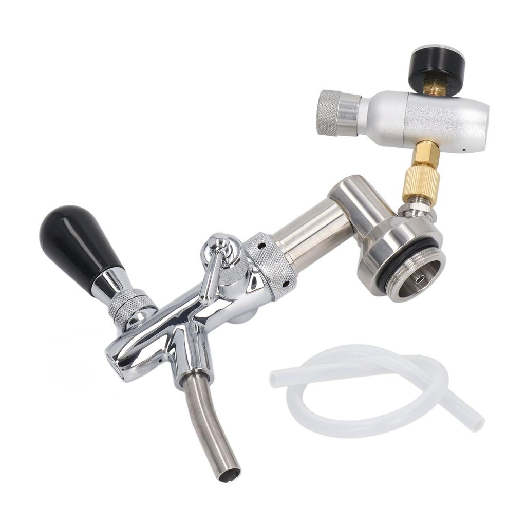 Beer Keg Dispenser Silver Stainless Steel Odorless Regulator Pressure Gauge Beer Keg Accessory Kit