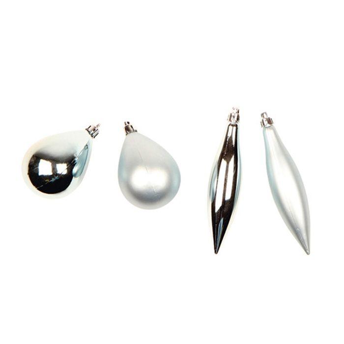 4 boules de sapin de noel olive et glacon bleu ciel