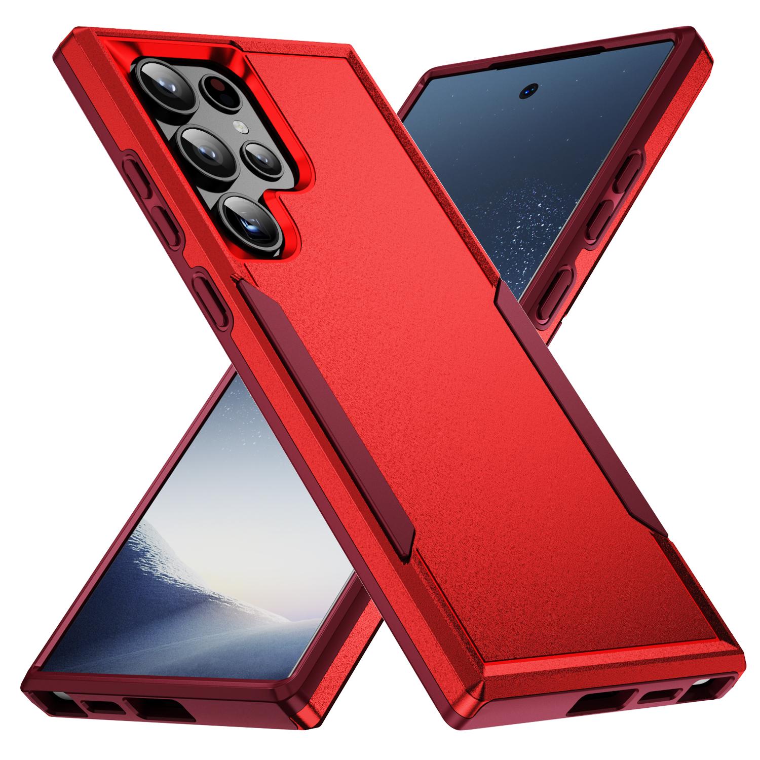 

Чехол-накладка из поликарбоната 2 в 1, жесткий чехол для Samsung Galaxy S24 Ultra S23 FE S22 S21 S20 Plus S 23 24 22, сумка для аксессуаров для мобильных телефонов for Galaxy S24 ultra красный