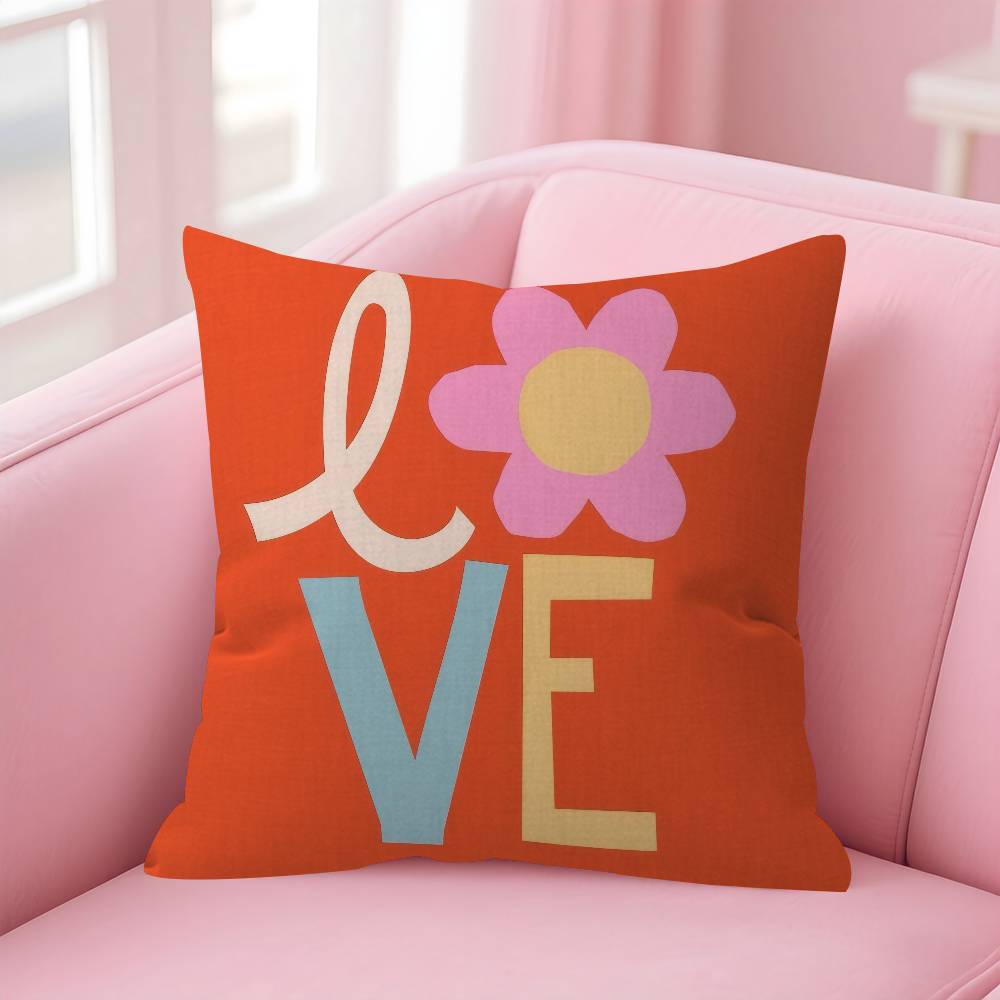 Anime Flower Love Double-Sided Printed Pillow Cover Short Plush Suitable Living Rooms Bedrooms Sofas Throw Cushion Cover