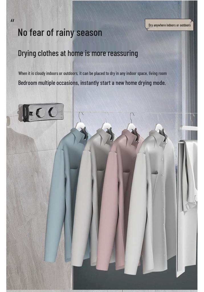 Retractable Steel Wire Indoor Clothesline: Double-Line Invisible Drying Rack for Balcony Use