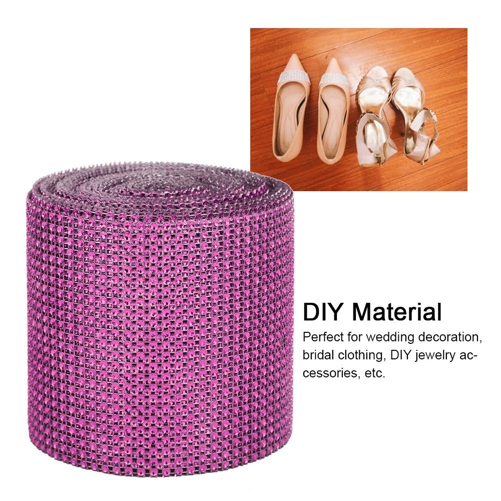 9m 24 Rows Electroplating Plastic Artificial Rhinestone Ribbon Mesh Wedding Clothing