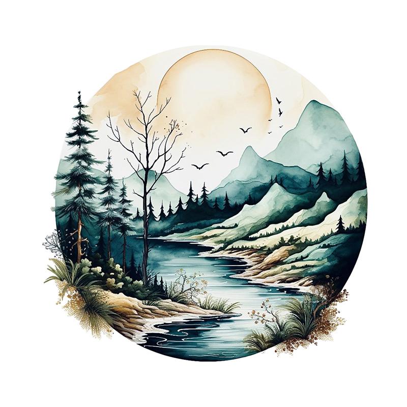 Mountains and Rivers Nature Views Car Sticker Vinyl Decal Waterproof Rear Window Motorcycle Camper Bumper Truck Laptop Decoration SH1221