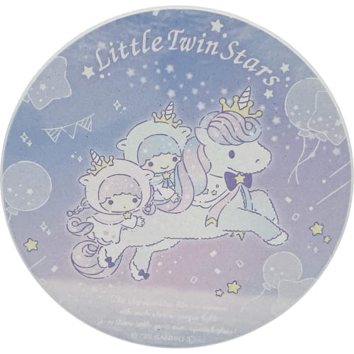 Sanrio "Little Twin Stars 50th Anniversary" Water-Absorbent Coaster with Cork Bottom, Purple, Approx. 9 x 1 cm, Made in Japan, SAN4906-2