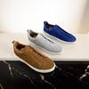 Men's Black Leather Slip-On Summer Sneakers - Lightweight, Breathable, Flat-Soled, Casual Round Toe