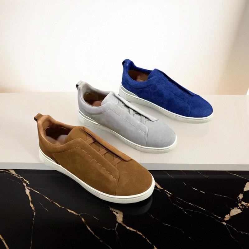 Men's Black Leather Slip-On Summer Sneakers - Lightweight, Breathable, Flat-Soled, Casual Round Toe