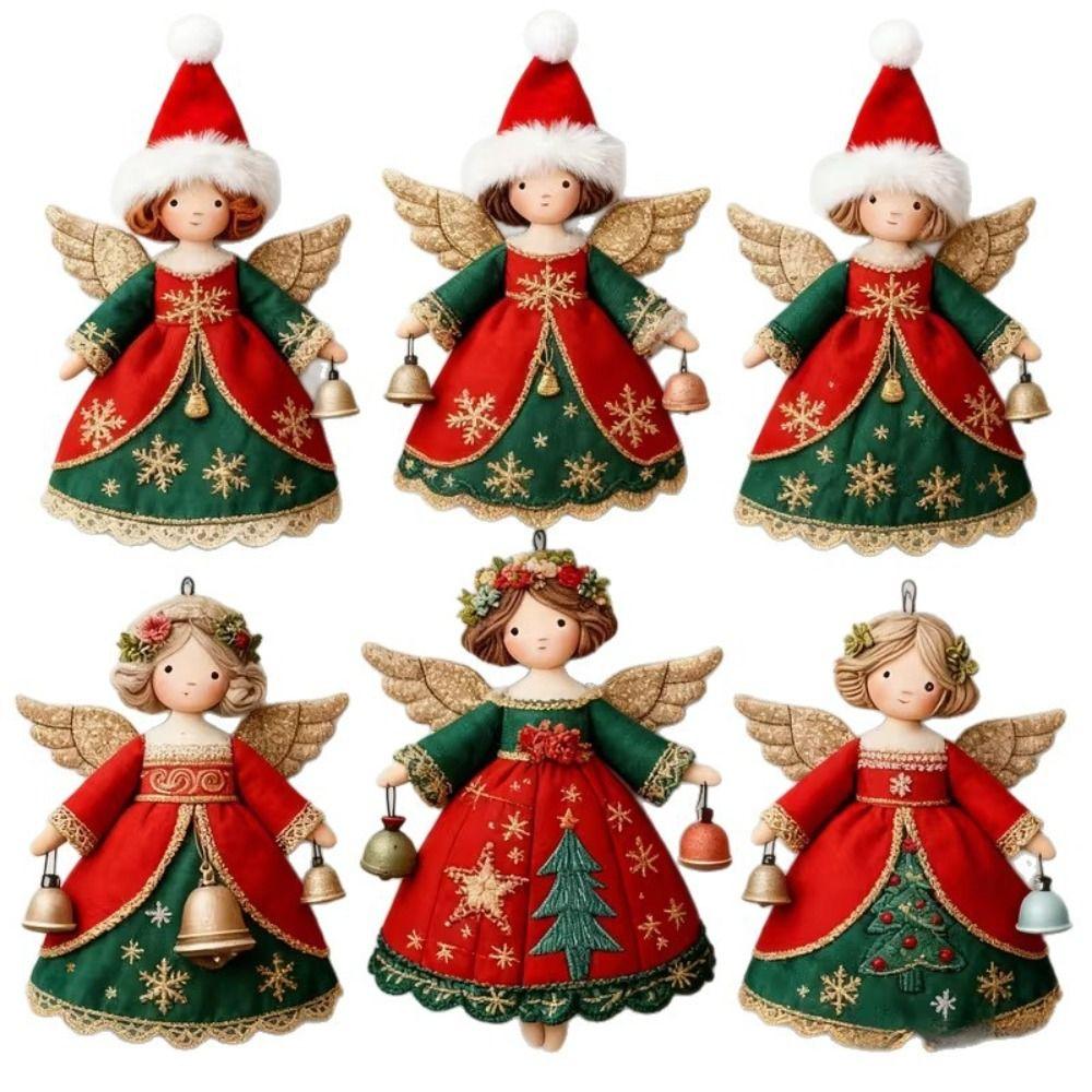 12pcs Wooden Christmas Tree Decor Colorful Design Ornament Christmas Hanging Shiny 2D Flat Girl-Shaped Pendant Outdoor Indoor