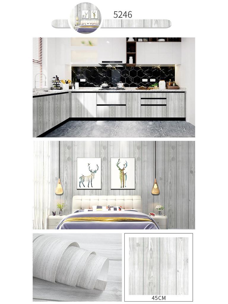 Self-Adhesive Imitation Wood Grain Wallpaper - Moisture-Proof Wall Decoration for Bedrooms