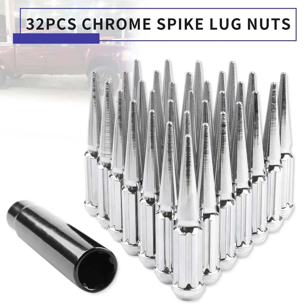 24/32 PCS Wheel Nuts M14X1.5 Nut Longer Nut Steel Lock Wheel Lug Nut Bolt With Spikes For Dodge Charger Challenger/Chevy/Ford