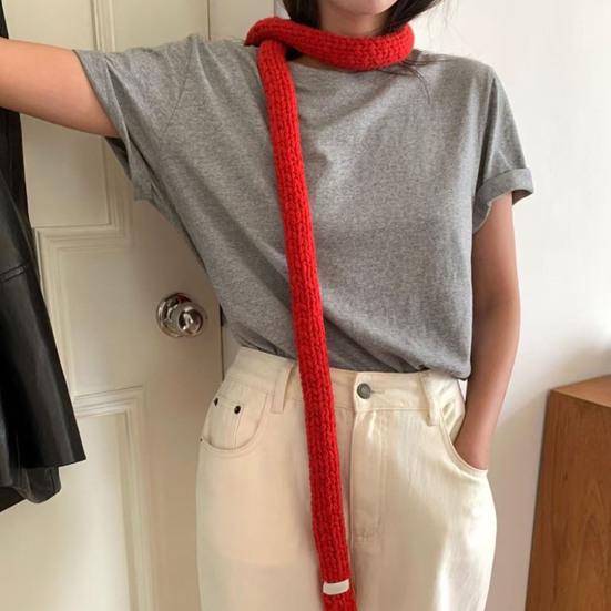 Women Knitting Scarf Solid Color Thin Long Scarf Warm Soft Touch Scarf Outdoor Home Winter Accessory
